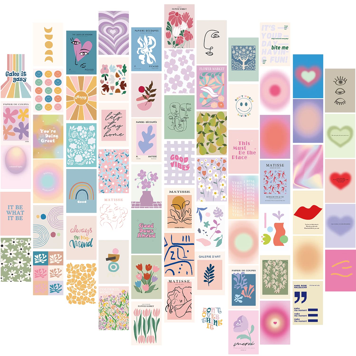 Amazon.com: TRAMIN Danish Pastel Wall Art, 70pcs Aesthetic